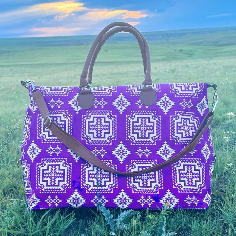 NWT Purple Western Aztec large tote bag
